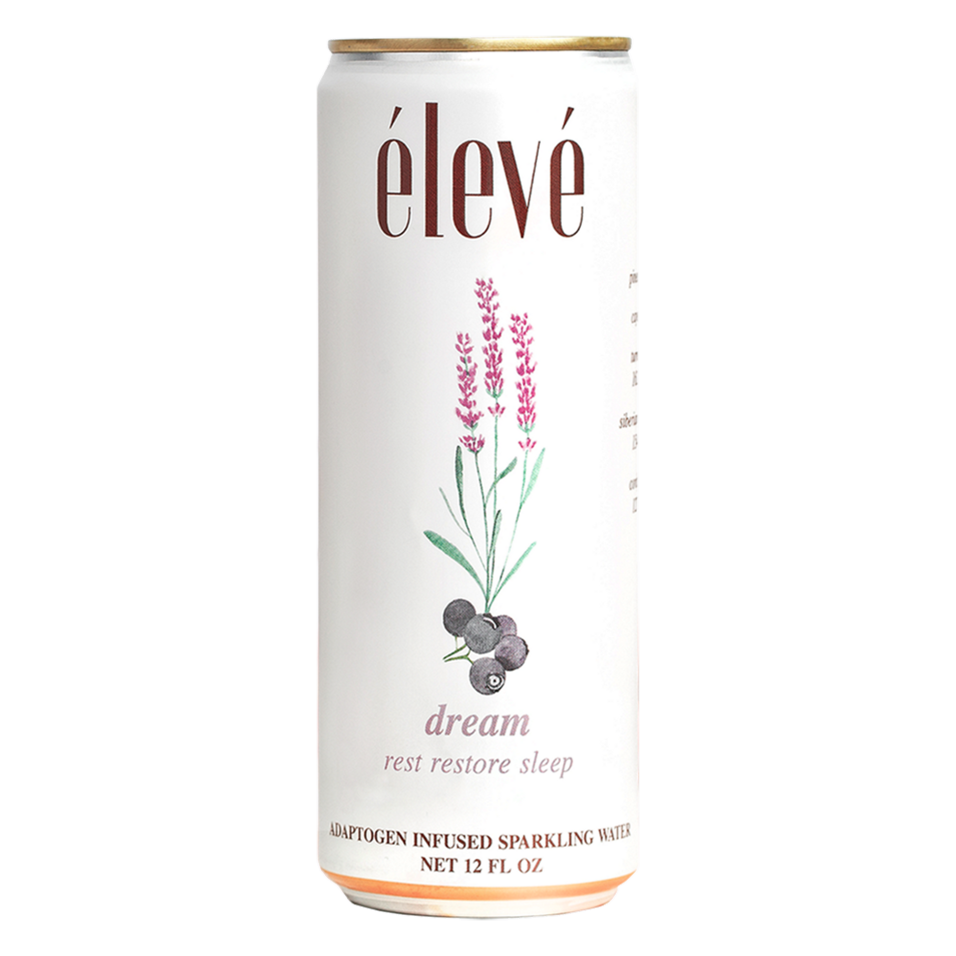 eleve dream adaptogen infused sparkling water, functional beverage for a relaxing sleep and reduced anxiety